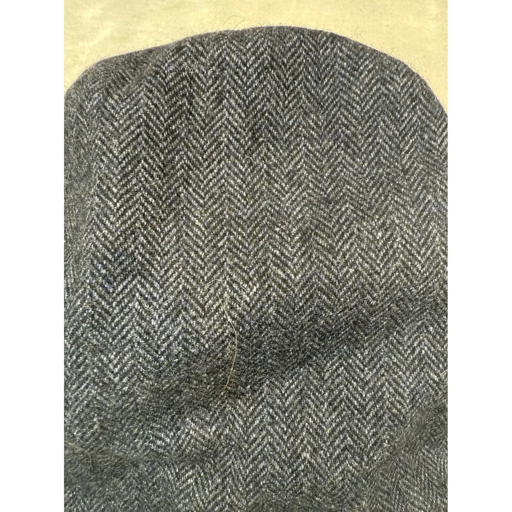 Barbour Barlow Flat Cap‎ Mens XL Navy Blue Herringbone Wool Blend MHA0483NY15